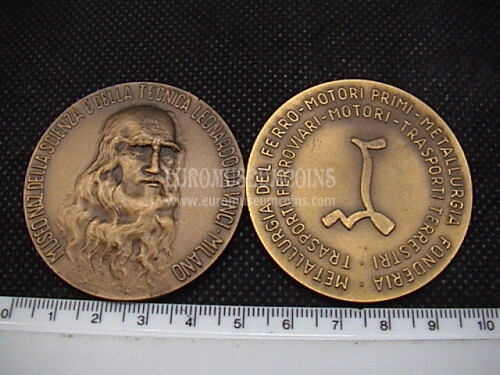 Medaglia in bronzo Leonardo da Vinci Museo scienza e tecnica Milano
