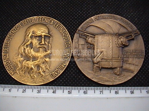 Medaglia in bronzo Leonardo da Vinci Museo scienza e tecnica Milano - Metallurgia