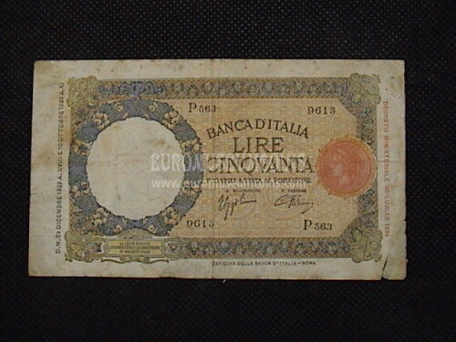 1939 Italia banconota da 50 Lire Lupetta Testina