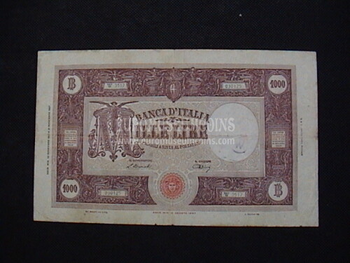 1947 Italia banconota da 1000 Lire Grande Barbetti Medusa