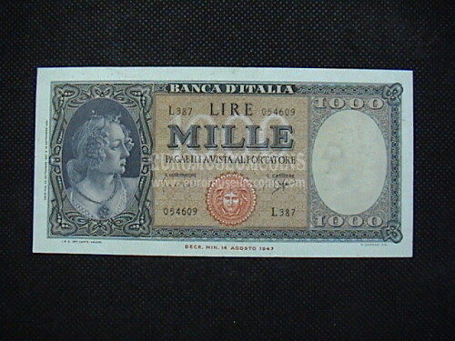 1961 Italia banconota da 1000 Lire  Medusa