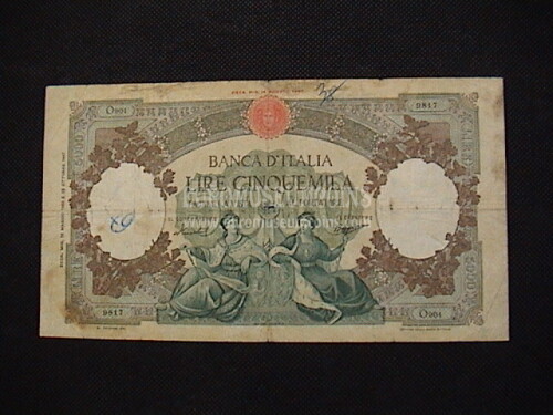 1960 Italia banconota da 5000 Lire  Regine Mare 
