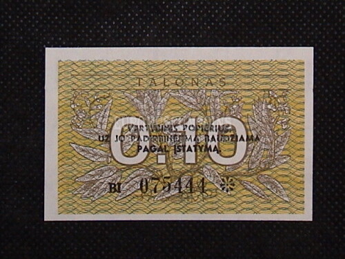 0,10 Talonas Banconota emessa dalla Lituania 1991