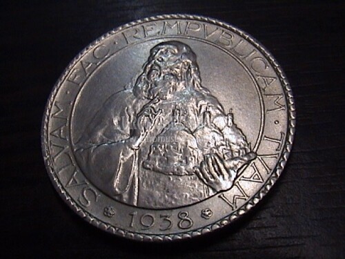 1938 San Marino 20 Lire in argento