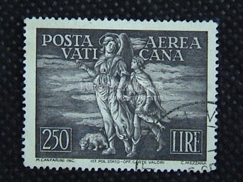 1948 Posta Aerea Tobia francobollo da 250 Lire Timbrato Vaticano