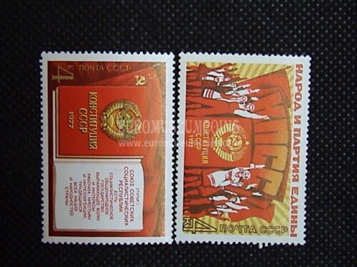1977 U.R.S.S.francobolli Nuova Costituzione URSS 2 valori