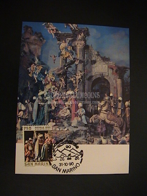 1990 Cartolina con Timbro Natale San Marino