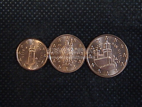 2006 tris 1 + 2 + 5 centesimi di euro San Marino