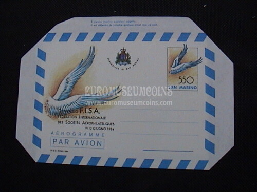 1984 San Marino Aerogramma Congresso F.I.S.A.