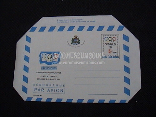 1985 San Marino Aerogramma Olimphilex