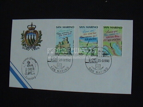 1990 San Marino Anno del Turismo Busta primo giorno di emissione FDC