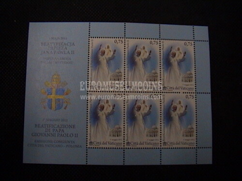 2011 Vaticano beatificazione di Giovanni Paolo II foglietto BF