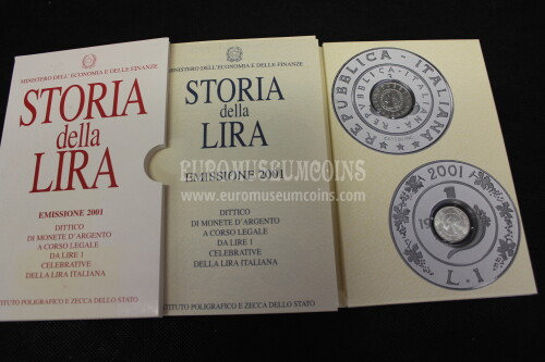 2001 Italia Storia della Lira in argento FDC in confezione ufficiale