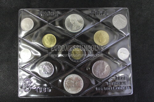 1985 Italia divisionale FDC con il 500 Lire e il 500 Lire Caravelle in argento in confezione ufficiale 11 monete