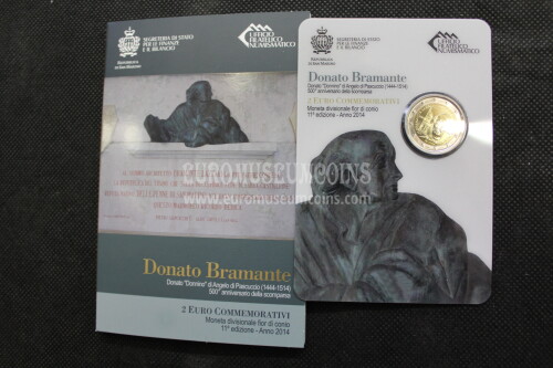 San Marino 2014 Bramante 2 euro commemorativo in folder ufficiale
