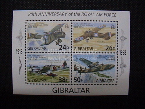 1998 Gibilterra foglietto francobolli : 80° R.A.F.