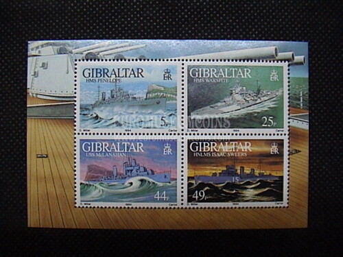 1994 Gibilterra foglietto francobolli TEMATICA : navi da guerra II em.
