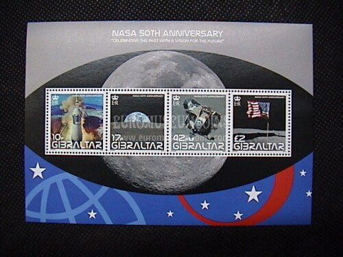 2008 Gibilterra foglietto francobolli 50° NASA 