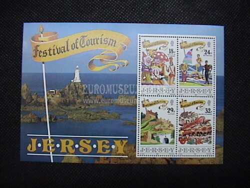 1990 Jersey foglietto francobolli Festival del turismo