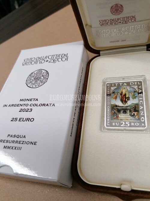 2023 Vaticano Pasqua di resurrezione 25 euro in argento Proof colorata