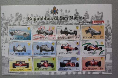 1998 foglietto BF 58 SAN MARINO 50 Anni di Ferrari