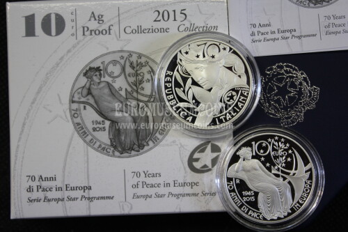 2015 Italia 10 Euro PROOF 70 ANNI di PACE in argento con cofanetto  