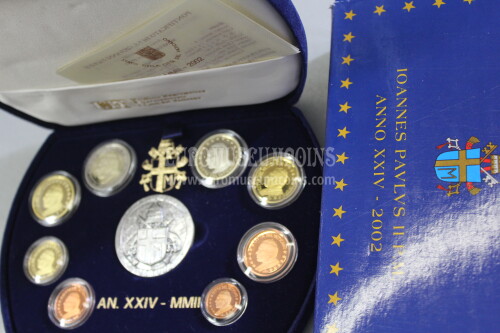 2002 Vaticano divisionale PROOF con medaglia in argento in COFANETTO ufficiale