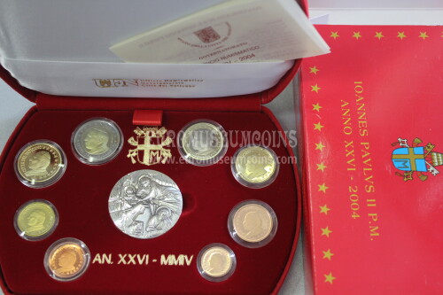 2004 Vaticano divisionale PROOF con medaglia in argento in COFANETTO ufficiale