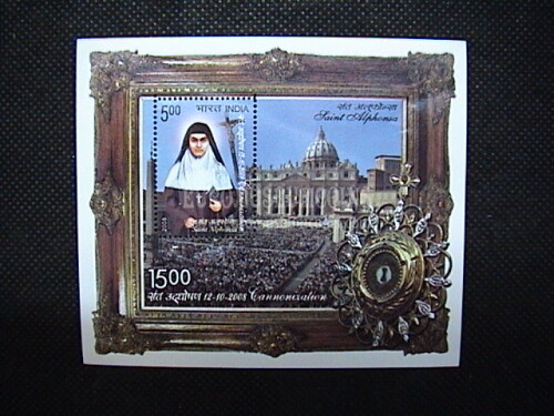 2008 INDIA foglietto francobolli Canonizzazione Santa Alphonsa