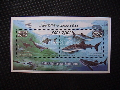 2009 INDIA foglietto francobolli Fauna Marina  e.c. Filippine