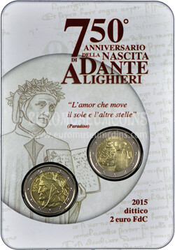 Italia 2015 Dante Alighieri 2 Euro commemorativo in coincard