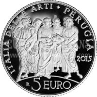 2015 Italia 5 Euro PROOF UMBRIA PERUGIA in argento con cofanetto  
