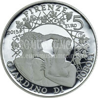 2015 Italia 5 Euro PROOF GIARDINO di BOBOLI in argento con cofanetto  