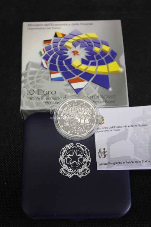 2007 Italia 10 Euro TRATTATI DI ROMA in argento FS con cofanetto  