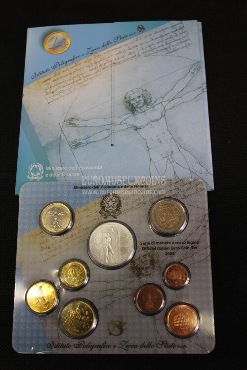 2003 Italia divisionale con 5 euro in argento FDC in folder ufficiale