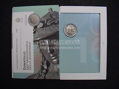 San Marino 2016 Donatello 2 euro commemorativo in folder ufficiale