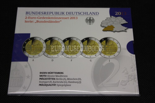 Germania 2013 monastero Maulbronn 5 zecche 2 Euro commemorativi Proof