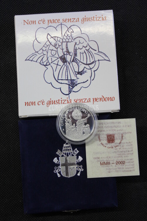 2002 Vaticano 10 Euro PROOF Giornata Mondiale della Pace in argento con cofanetto  