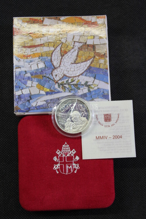 2004 Vaticano 10 Euro Proof Giornata Mondiale della Pace in argento con cofanetto  