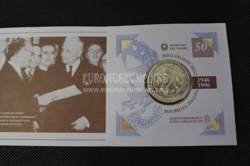 1996 Italia 10000 Lire FDC 50° Repubblica Italiana in argento in folder