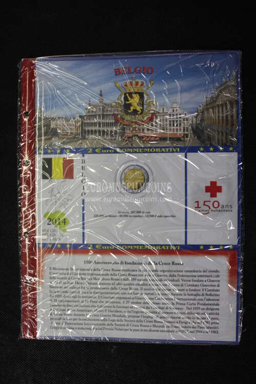 2014 Belgio Croce Rossa foglio aggiornamento per 2 euro commemorativi 