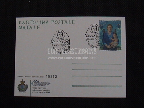 2012 San Marino Natale Cartolina primo giorno di emissione 