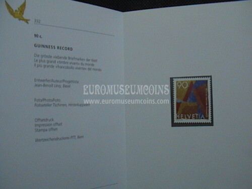 1996 Svizzera Folder con Francobollo Guinnes World Record