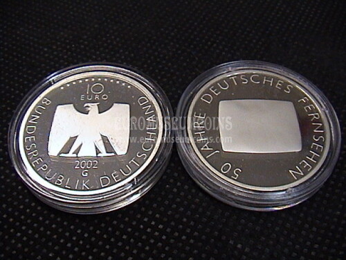 2002 Germania TV Tedesca 10 Euro Proof in argento zecca G