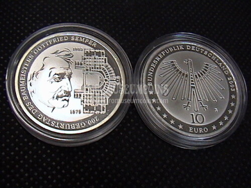 2003 Germania Semper 10 Euro Proof in argento zecca G