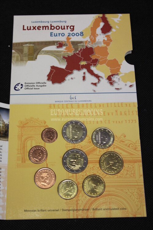 2008 Lussemburgo divisionale FDC con il 2 euro commemorativo in confezione ufficiale