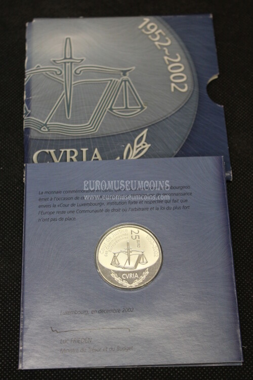 2002 Lussemburgo Corte di Giustizia 25 Euro Proof in Argento  
