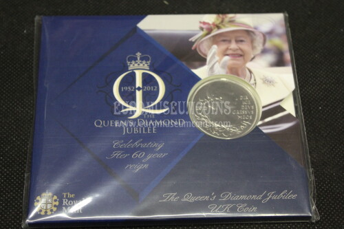 2012 Gran Bretagna 5 Sterline FDC 60 Anni di Regno in confezione
