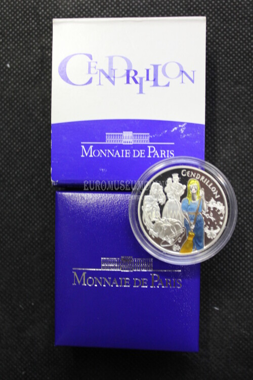 2002 Francia 1,5 Euro PROOF Cenerentola in argento con cofanetto  