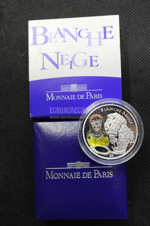 2002 Francia 1,5 Euro PROOF Biancaneve in argento con cofanetto  